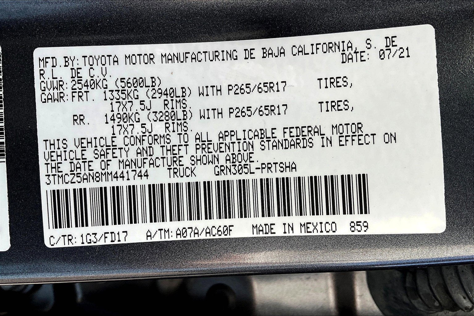 2021 Toyota Tacoma 4WD TRD Sport