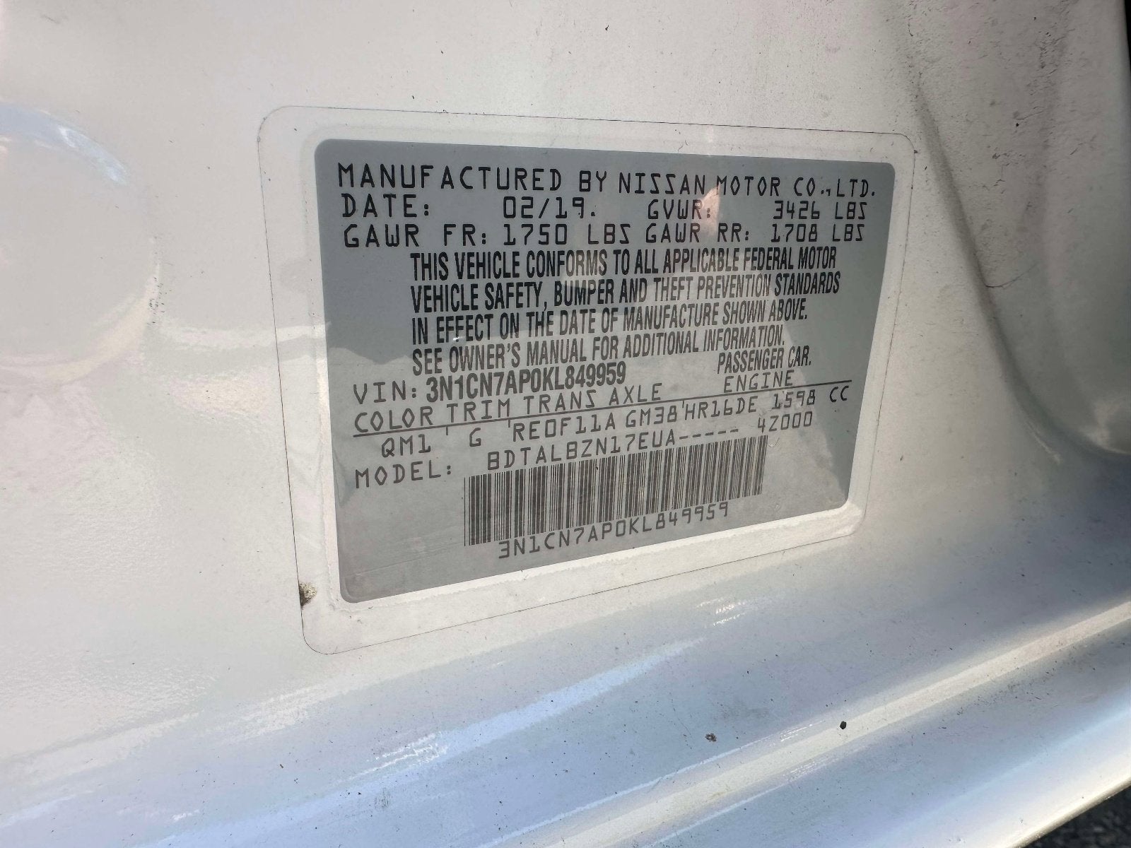 2019 Nissan Versa Sedan SV